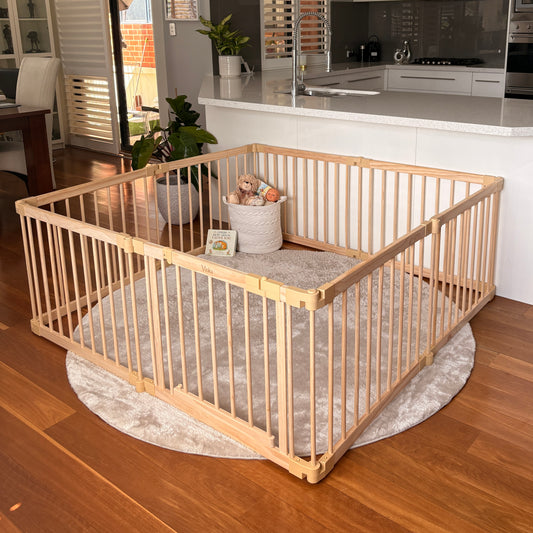 Wooden Baby Playpen with Gate | Expandable & Foldable