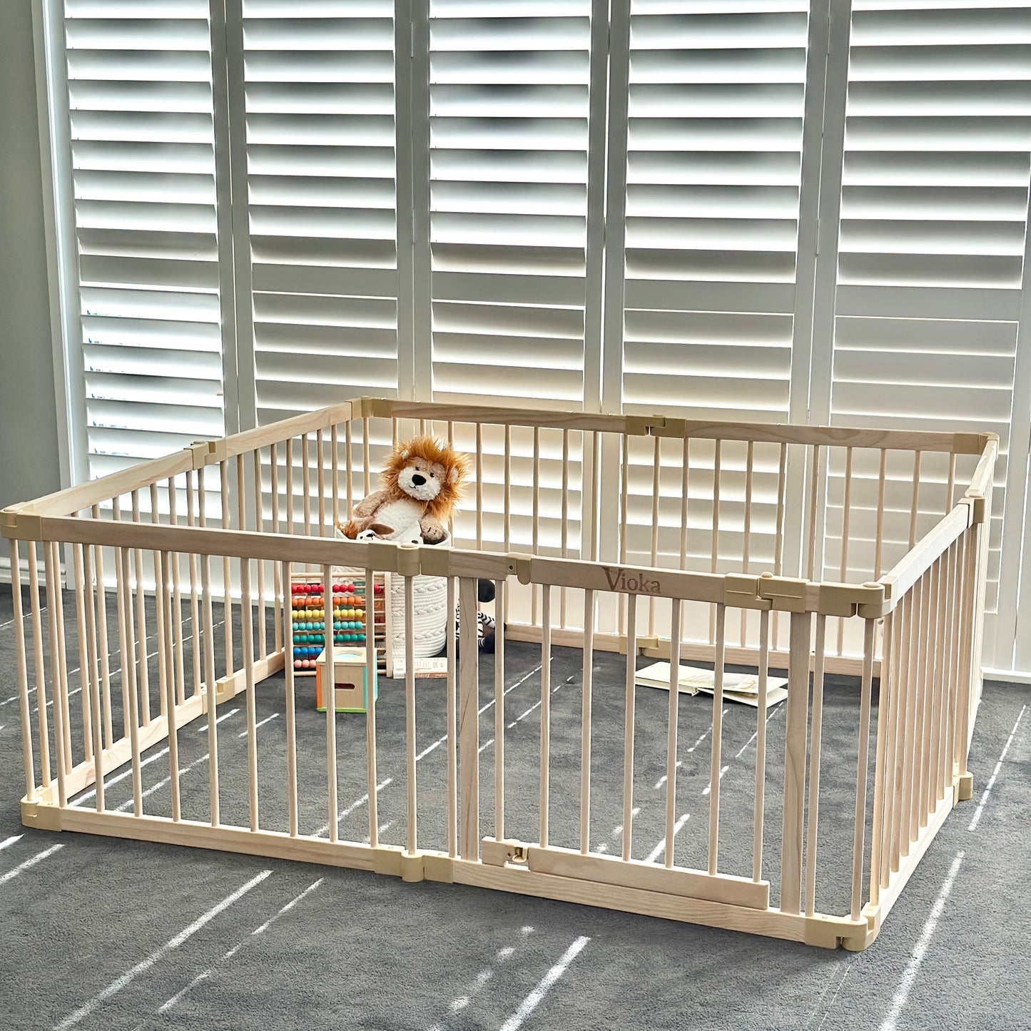 Wooden Baby Playpen with Gate – 8 Panel