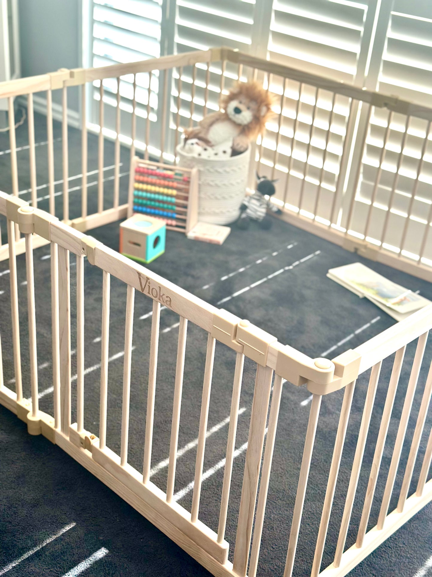 Wooden Baby Playpen with Gate – 8 Panel