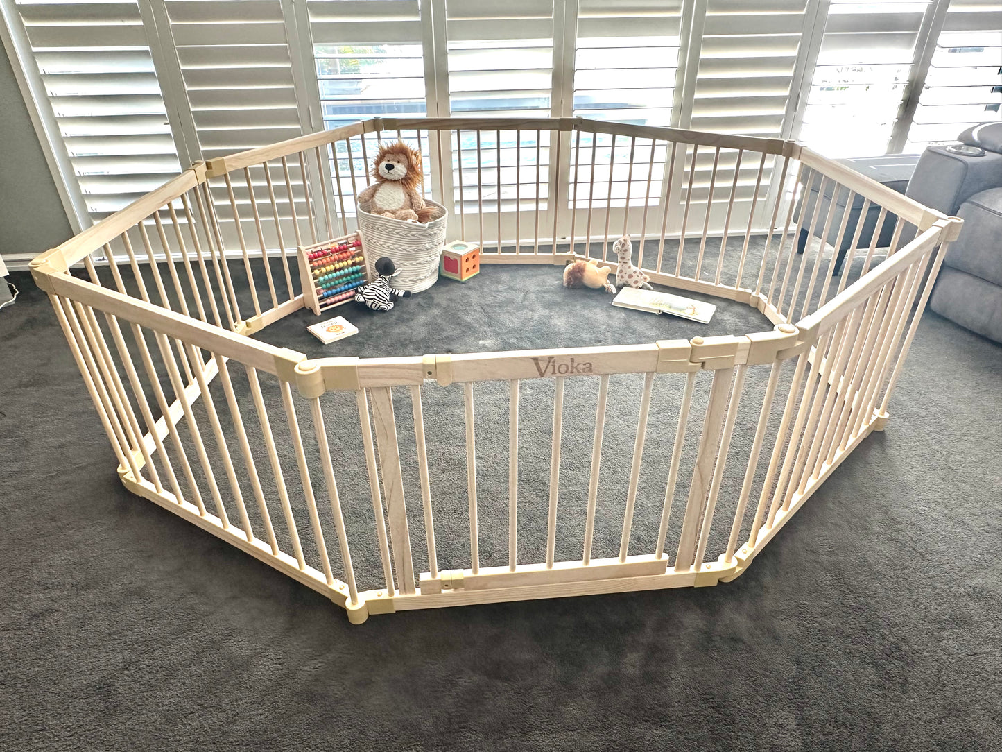 Wooden Baby Playpen with Gate – 8 Panel