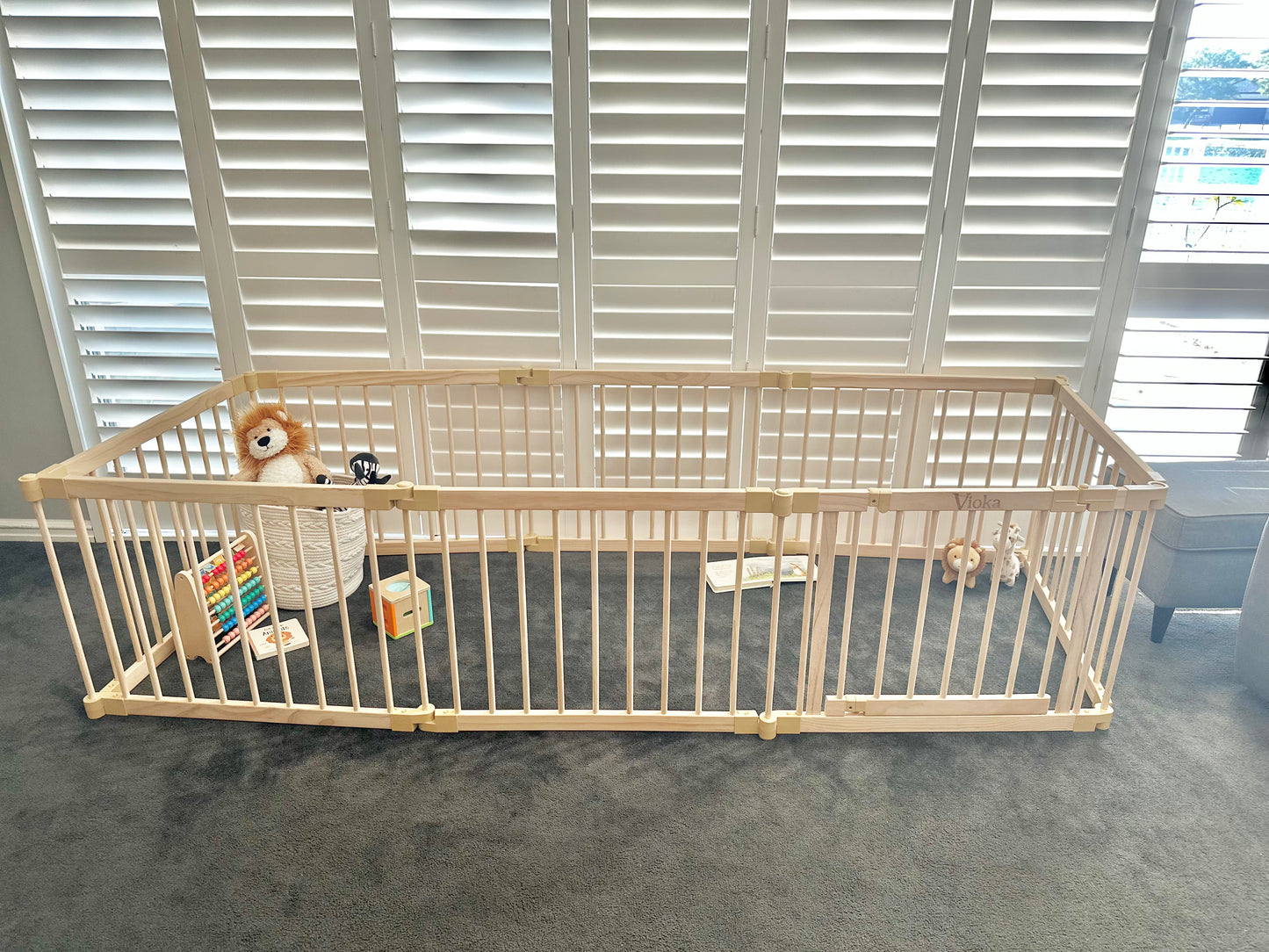 Wooden Baby Playpen with Gate – 8 Panel