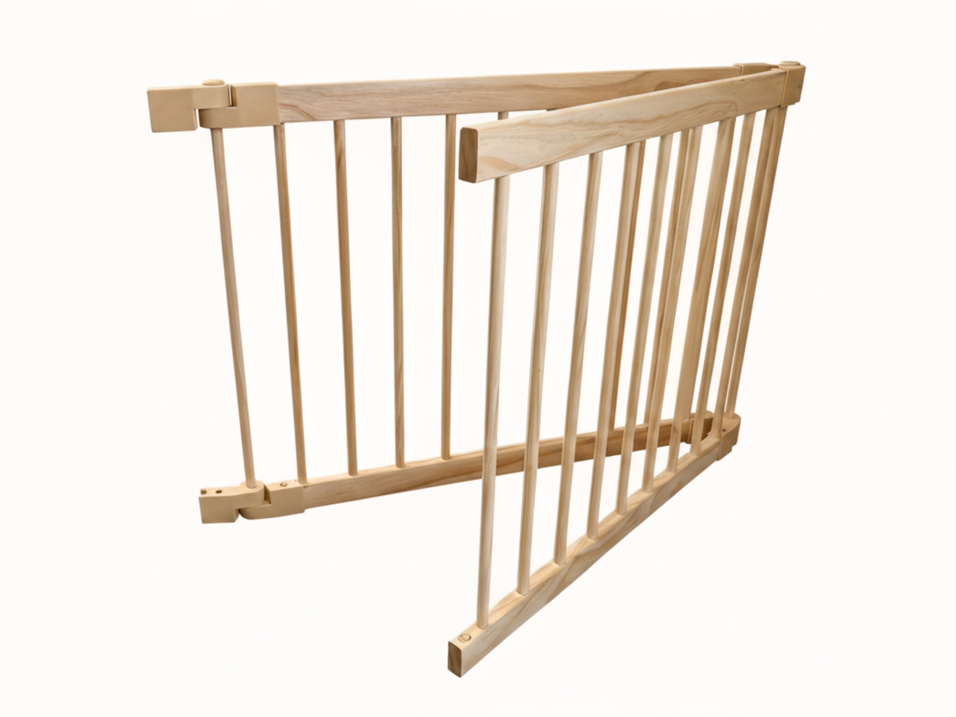 Wooden baby gate on a white background