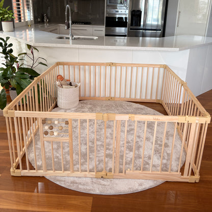 Wooden Baby Playpen with Gate | Expandable & Foldable