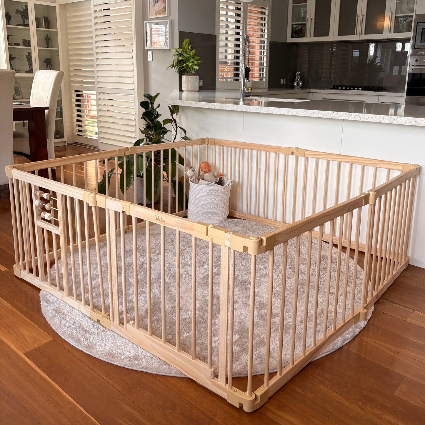 Wooden Baby Playpen with Gate | Expandable & Foldable