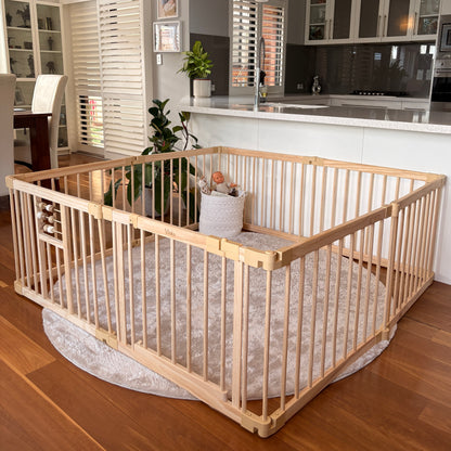 Wooden Baby Playpen with Gate | Expandable & Foldable